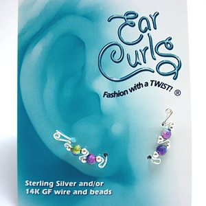 Sterling Silver Ear Curls - Rainbow Stardust Beads